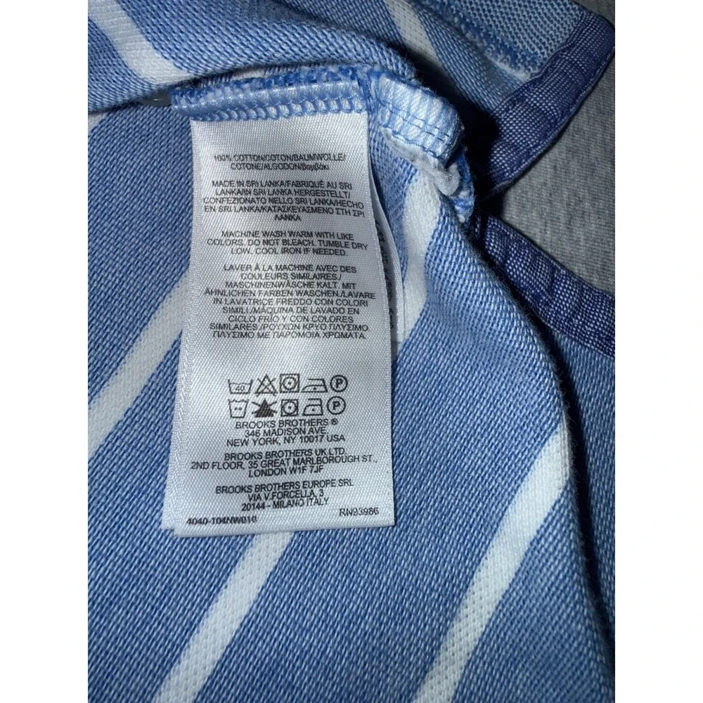 Brooks Brothers Mens Slim Fit Striped Polo Shirt Blue Preppy SEE NOTES ON SIZING